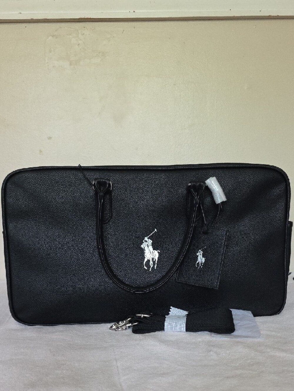 NWT Ralph Lauren GWP Black Leather Duffle Bag